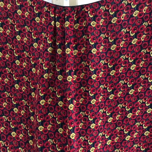 NWT AMOUR VERT sz S floral long sleeve dress  red yellow floral lettuce edge - Picture 10 of 11